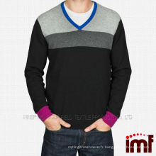 Pull en laine fantaisie à col en V pour homme